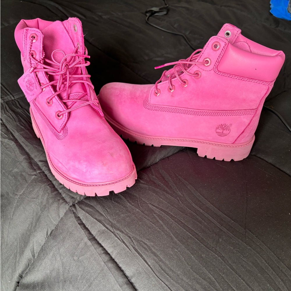 Timberland Pink Combat Boots with Chunky Sole